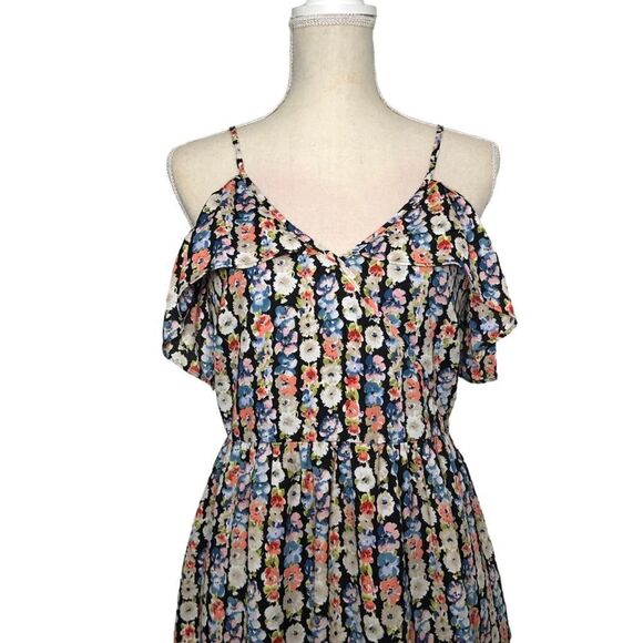 J Crew Mercantile Ditsy Floral Mini Dress V Neck Off The Shoulder Size 4/6 NWT - Picture 3 of 14
